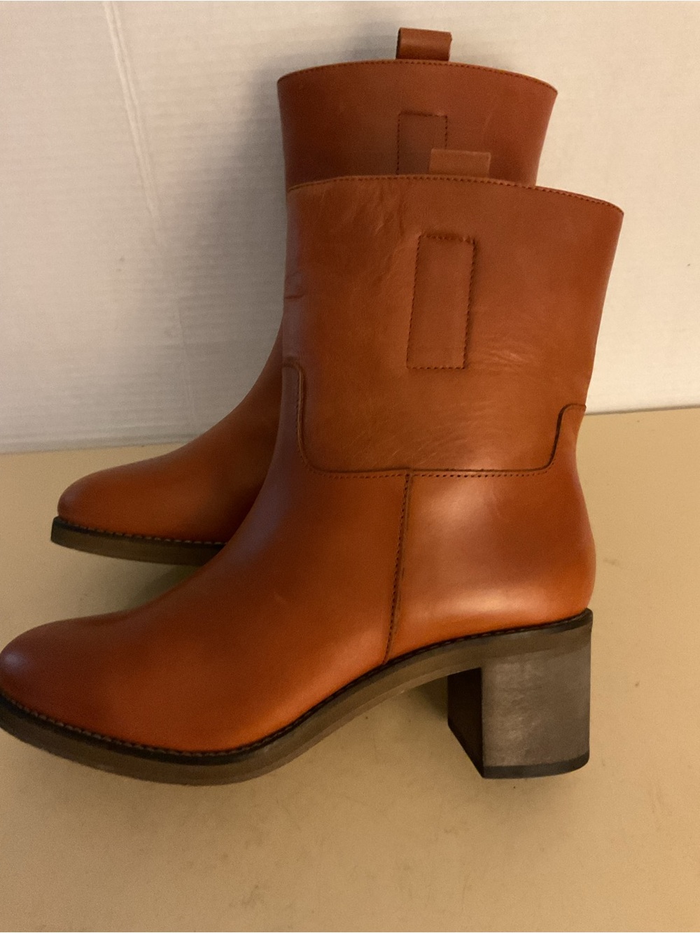 Free People women Cognac Leather Heeled Boots US 9 - Picture 12 of 14